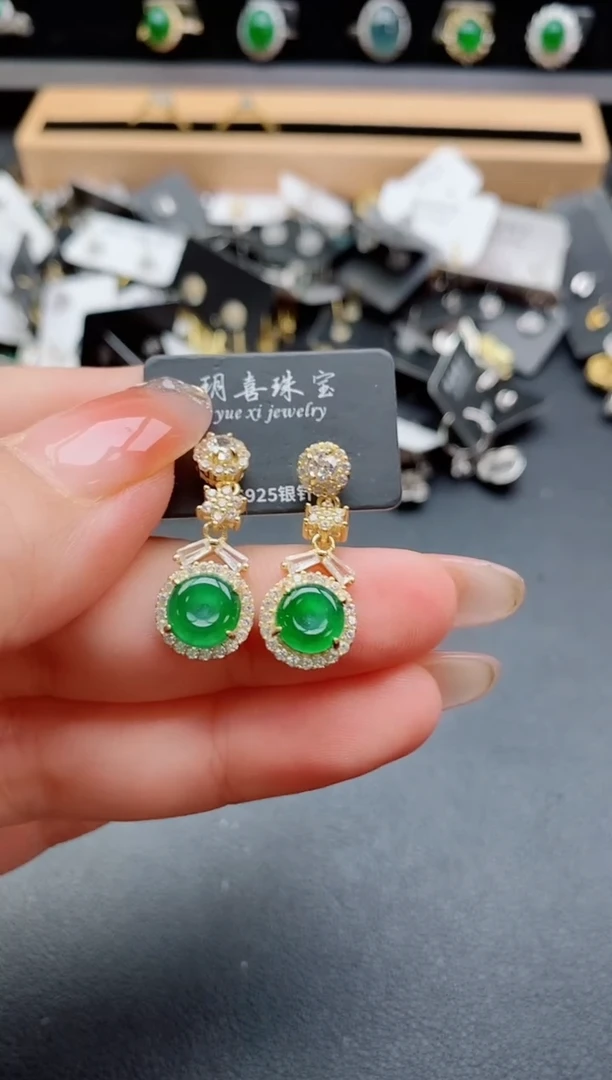 银S925镶嵌戒指翡翠1