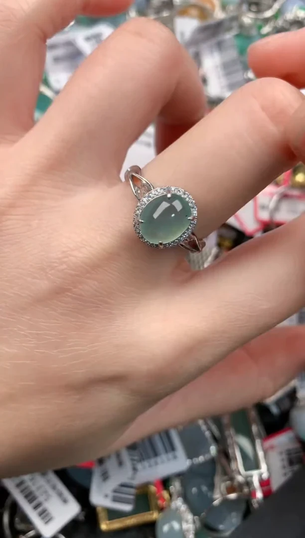 银S925镶嵌戒指翡翠777---5
