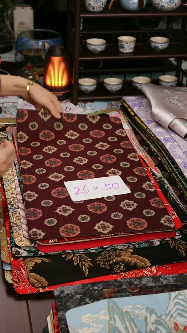 【琵琶宝相花单面】中国风干泡织锦茶席26*50