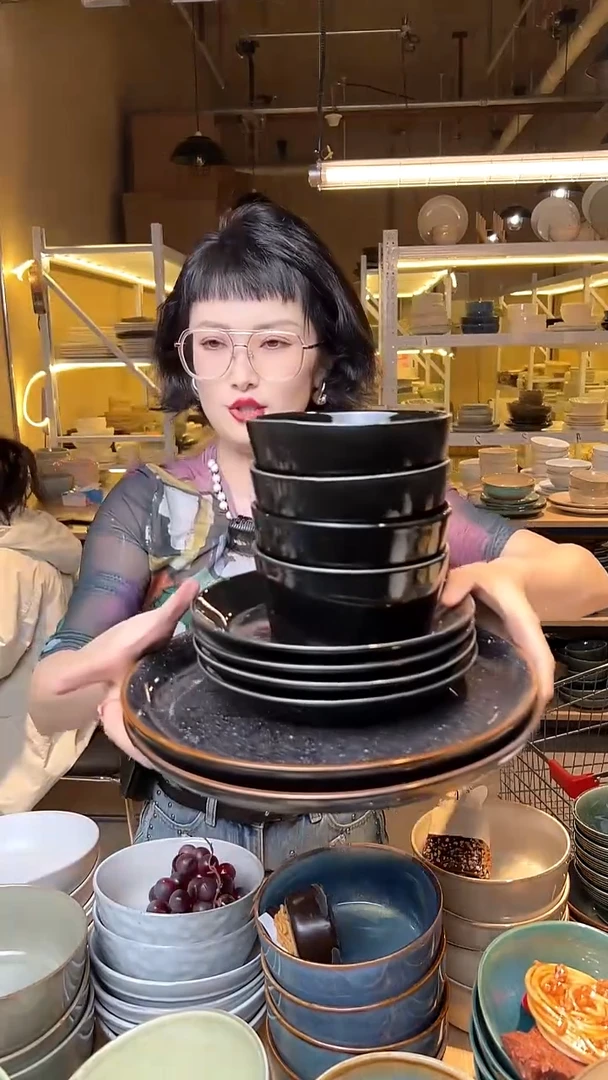 瓷223外贸尾货高温釉下彩陶瓷餐具默认微瑕