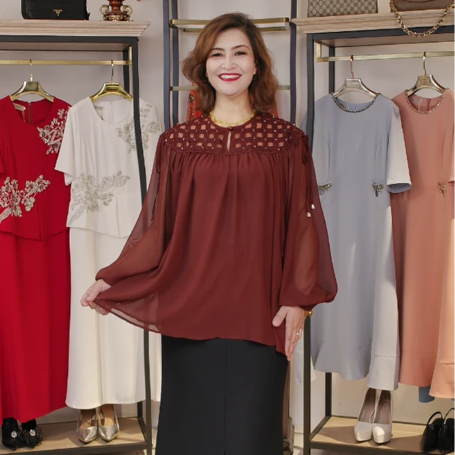 【何玲大码女装高订】（5-68）7801轻奢气质优雅宽松大码衬衣