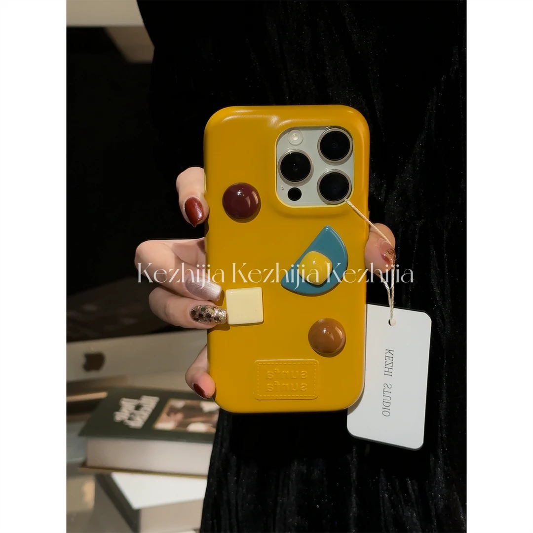 【壳之】高级感立体几何纽扣适用苹果17/16/15/14Promax/13手机壳