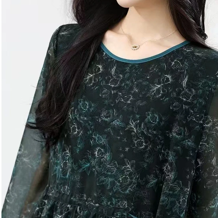 2025新款梦羽化境气质连衣裙女春季新款长袖精致撞色长裙高档裙子