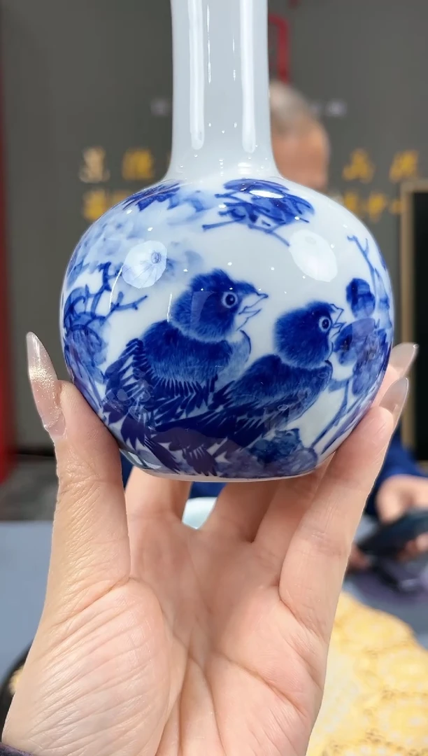 【闪购商品】官窑瓷画院668官窑瓷画院卢雁天球瓶