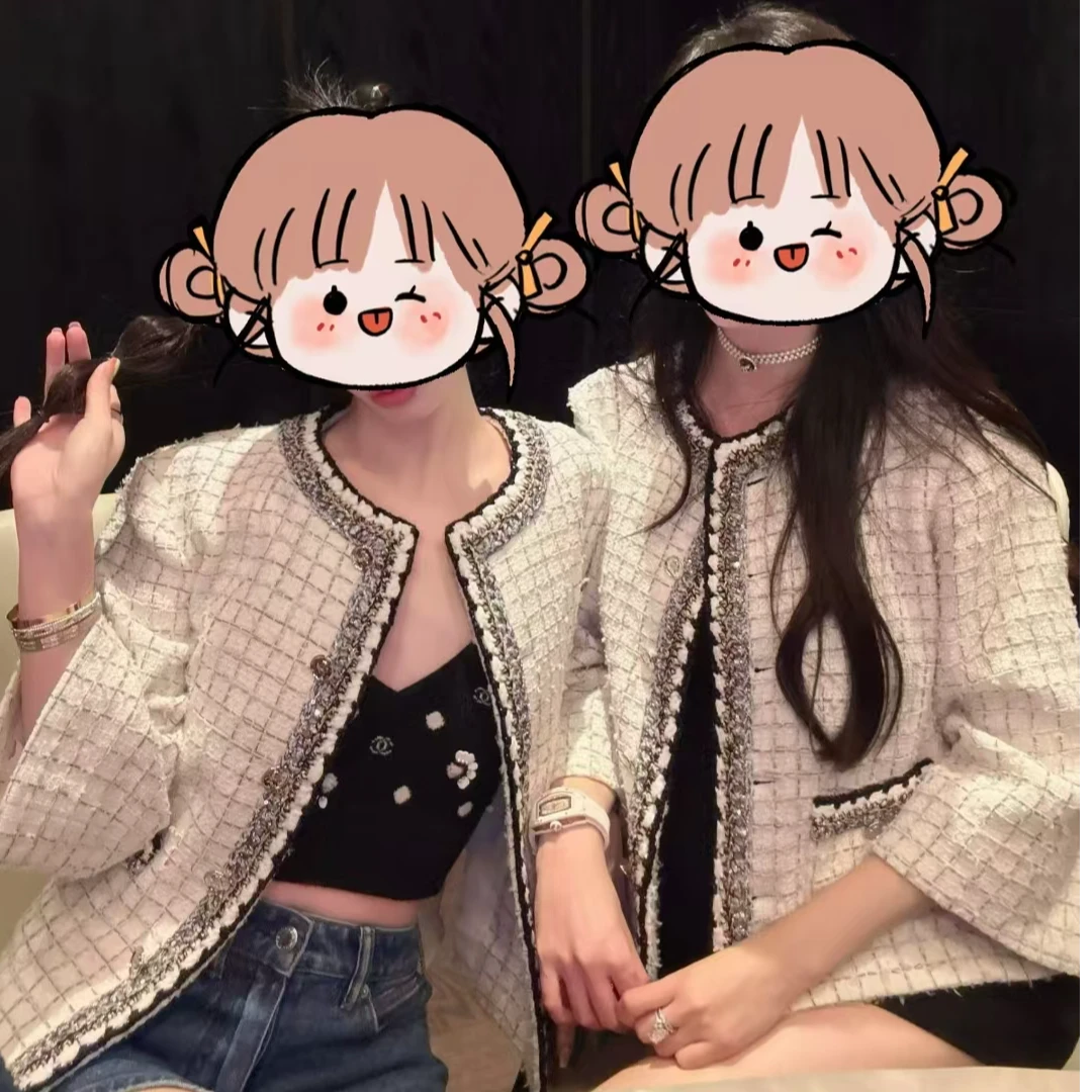 lbubu6月狂欢季【LL】香家新款手工织带七分袖小香外套