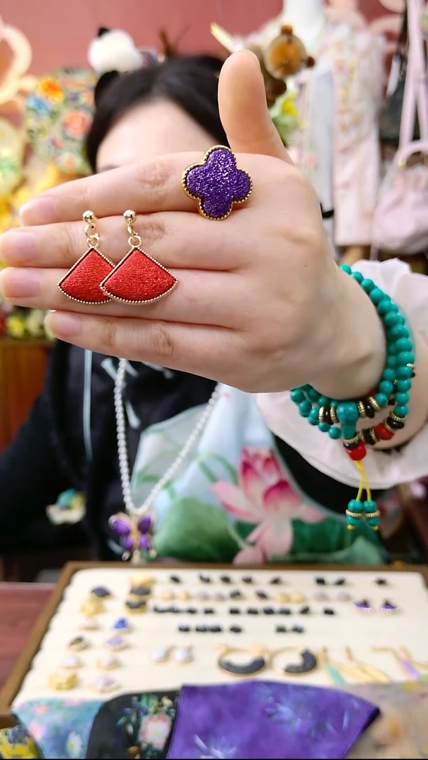 纯铜合金琉璃非遗耳饰