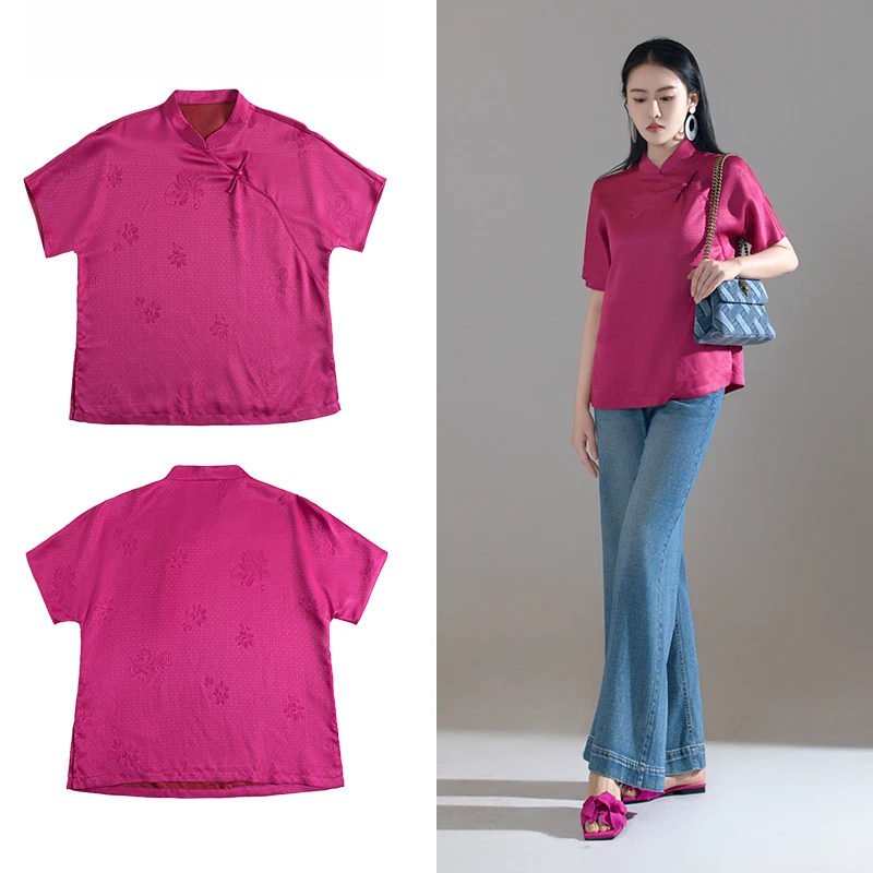 香云纱（荔裳）花萝国风中式春夏立领百搭上衣女装-60243