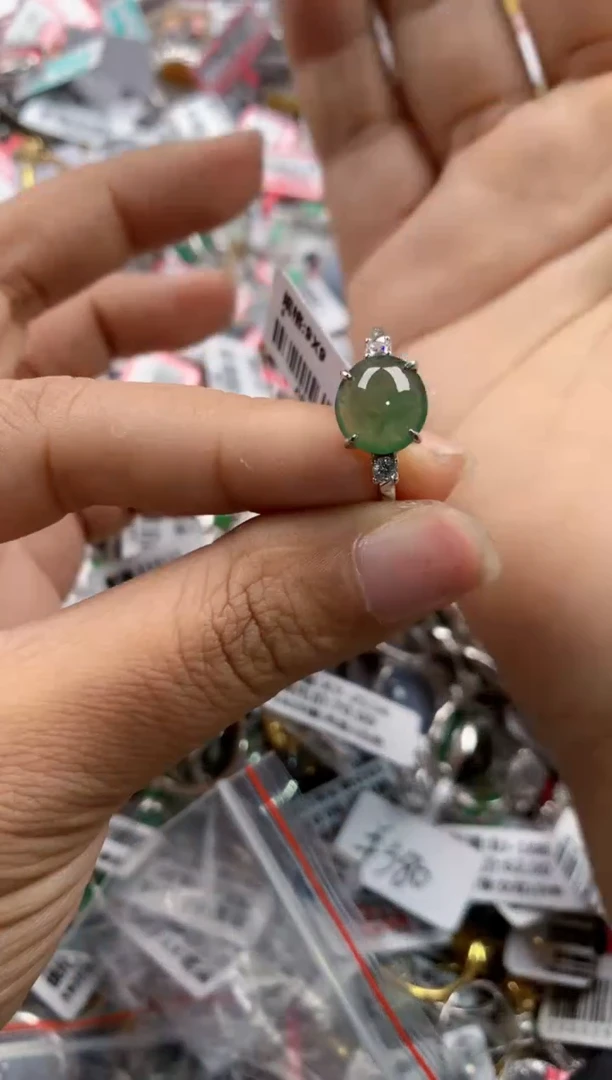 银S925镶嵌戒指翡翠444     9