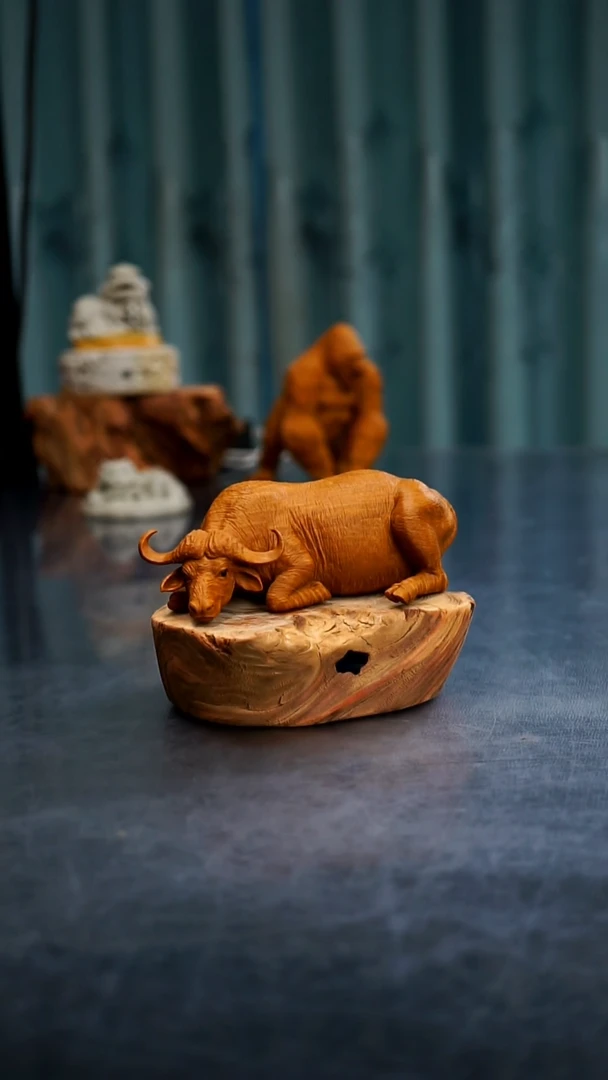 【闪购商品】松花石卧牛茶宠摆件