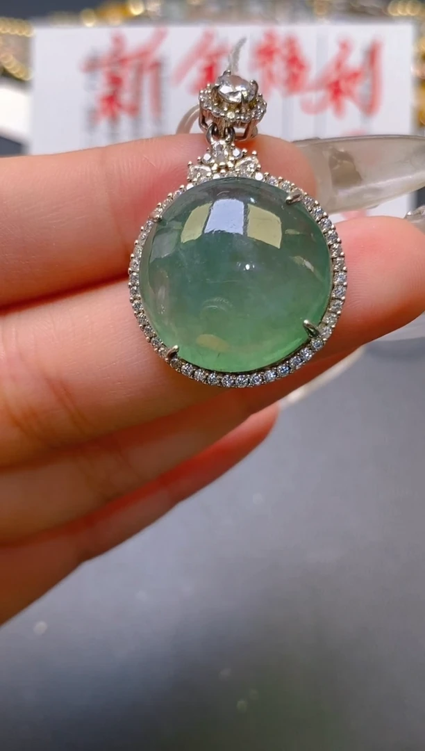 【闪购商品】翡翠耳饰银S925镶嵌天然A货翡翠1