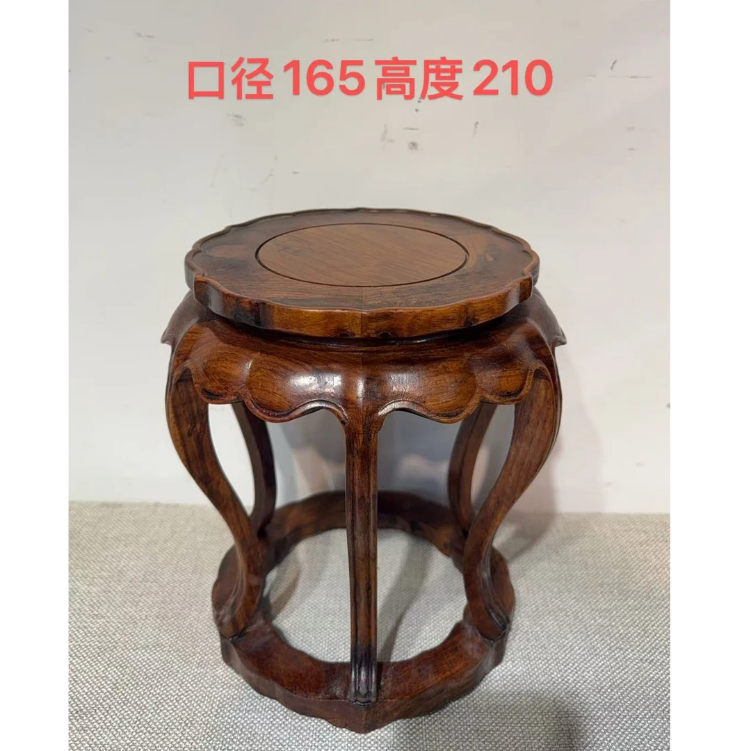 花梨木   圆形花架    小香几