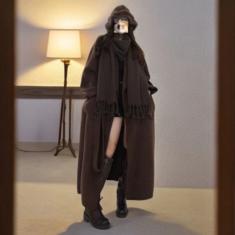 “巷往”原创设计师款羊毛双面呢长款外套