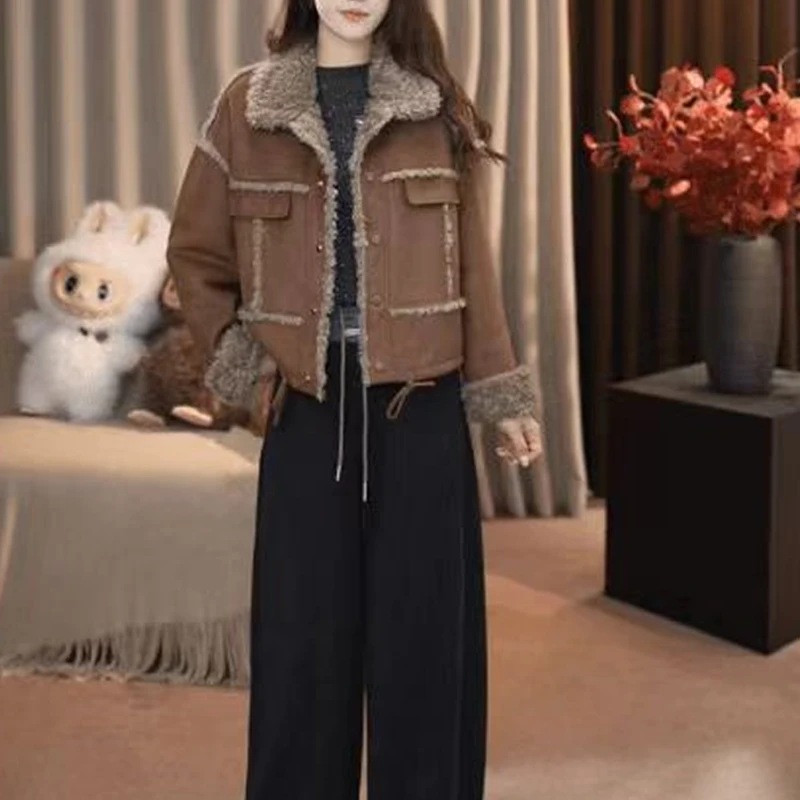 2025年韩系慵懒感时尚潮流保暖棉服宽松百搭简约风上衣外套女