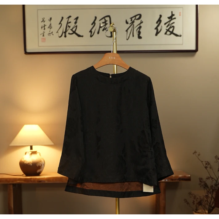 【蕉雨敲阶-香云纱衬衫】中式国风香云纱衬衫3096