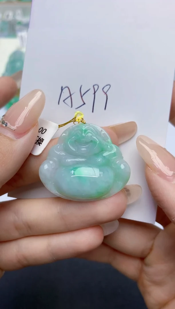 翡翠18K金镶嵌颈饰天然缅甸A货翡翠