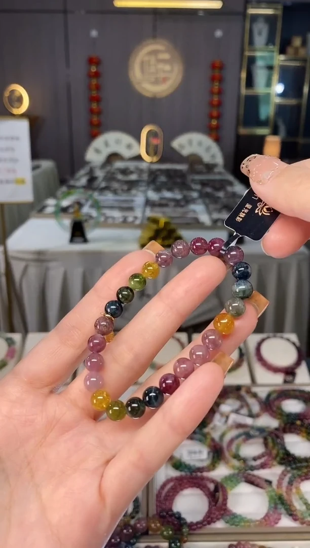 未镶嵌老矿碧玺色标单圈手串7mm+碧玺dan多样性发货一条