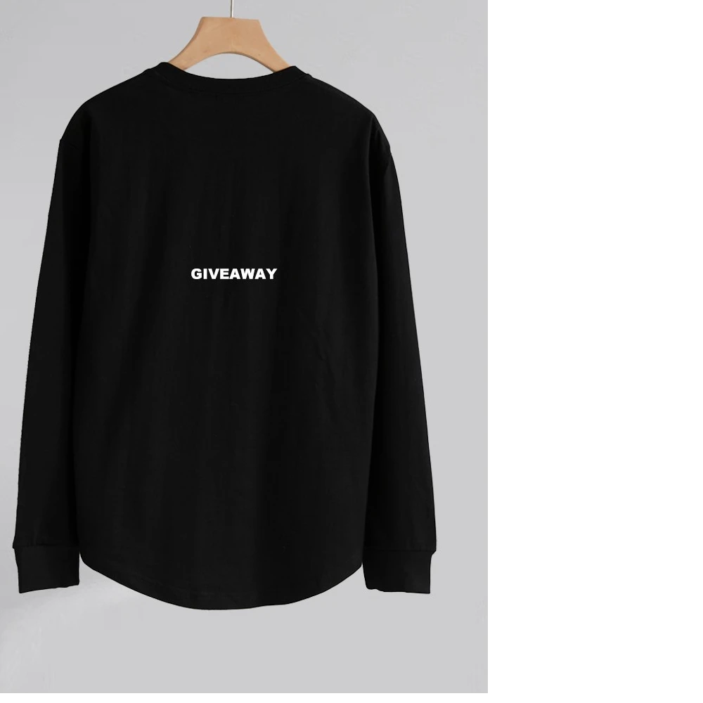 【260g】重磅纯棉厚实长袖T恤春秋高街风印花宽松百搭潮圆领打底衫