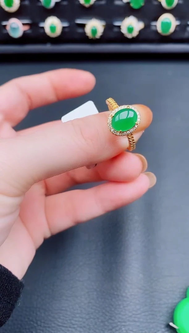 【闪购商品】翡翠戒指银S925镶嵌天然a货翡翠48