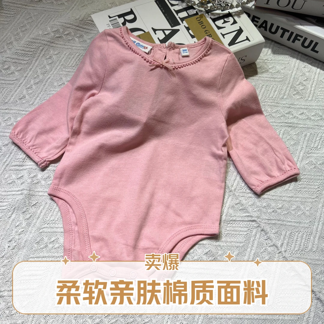 外贸童装库存尾货春秋宝宝女宝休闲时尚长袖三角包屁爬服花边哈衣