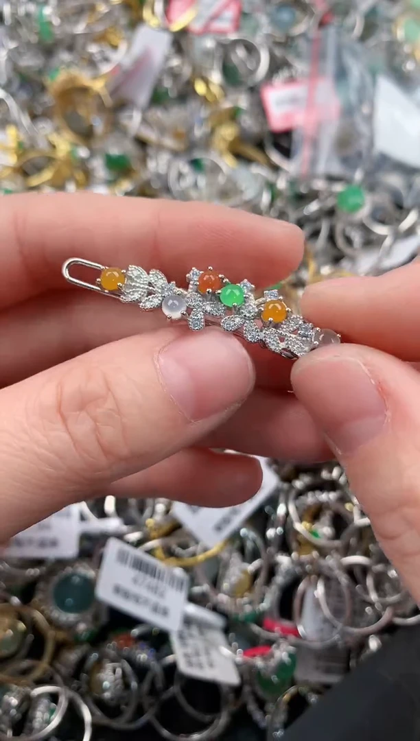 银S925镶嵌戒指翡翠444              6