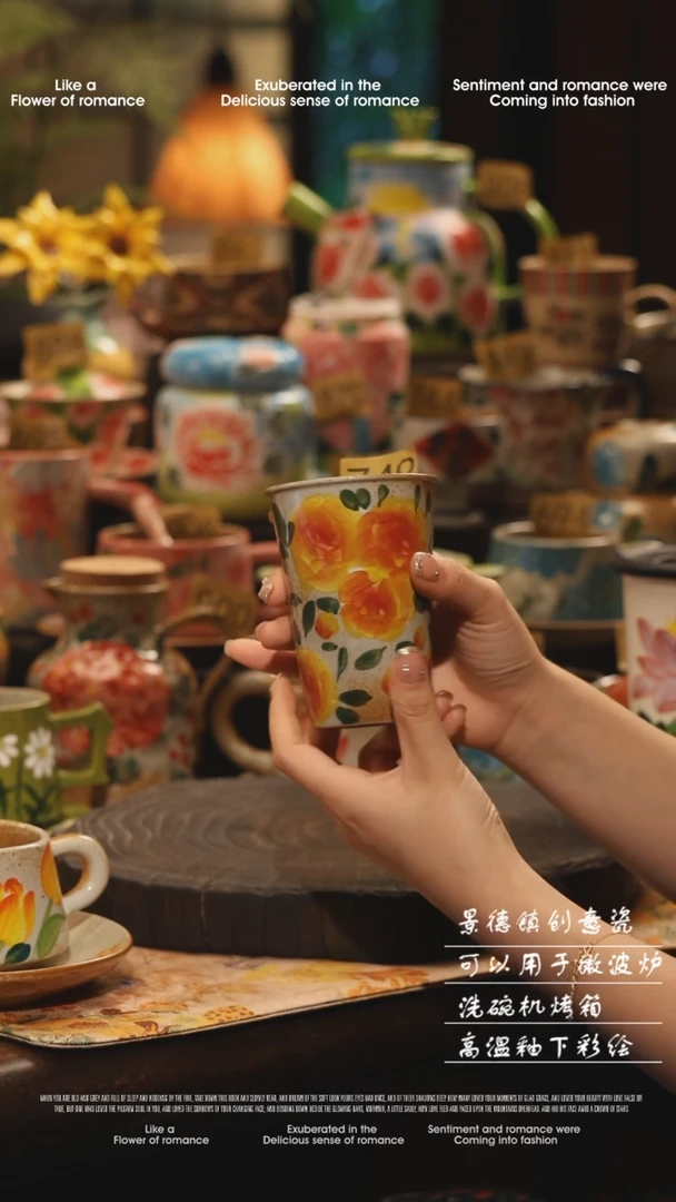 陶瓷景德镇高温釉下彩绘设计师款式