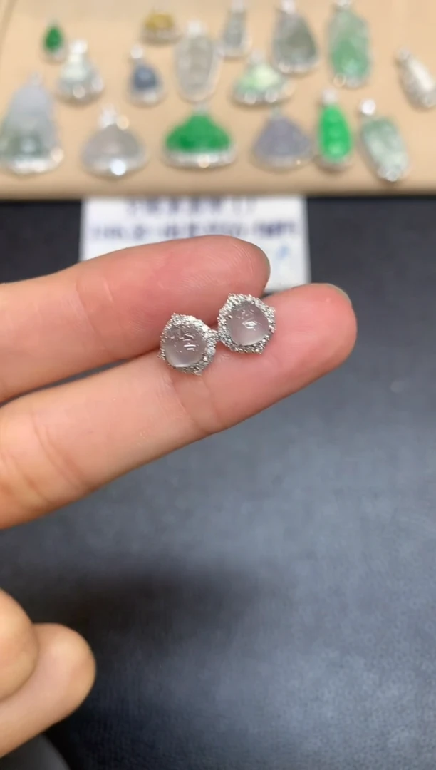 18K金镶嵌翡翠耳饰貔貅【无服务费【48小时鉴赏期】