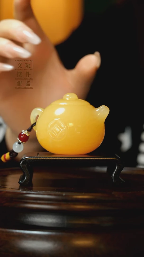 玉《修身养性把把壶》手把件摆件