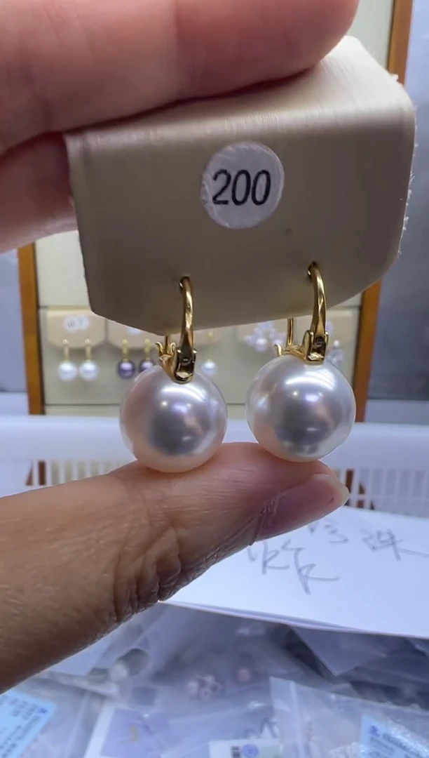 银S925镶嵌耳饰淡水珍珠200