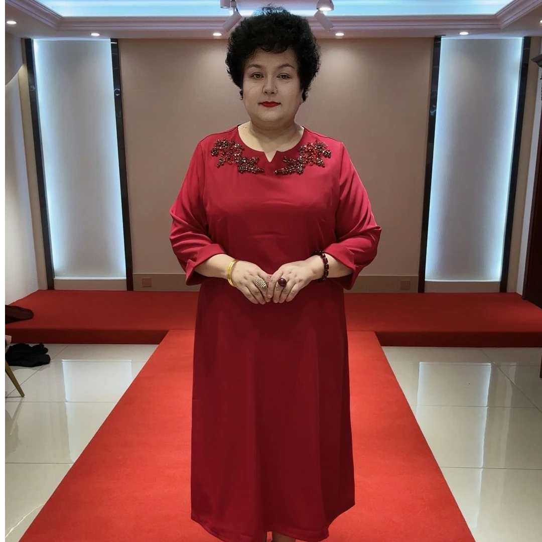 手工中老年女装时尚连衣裙