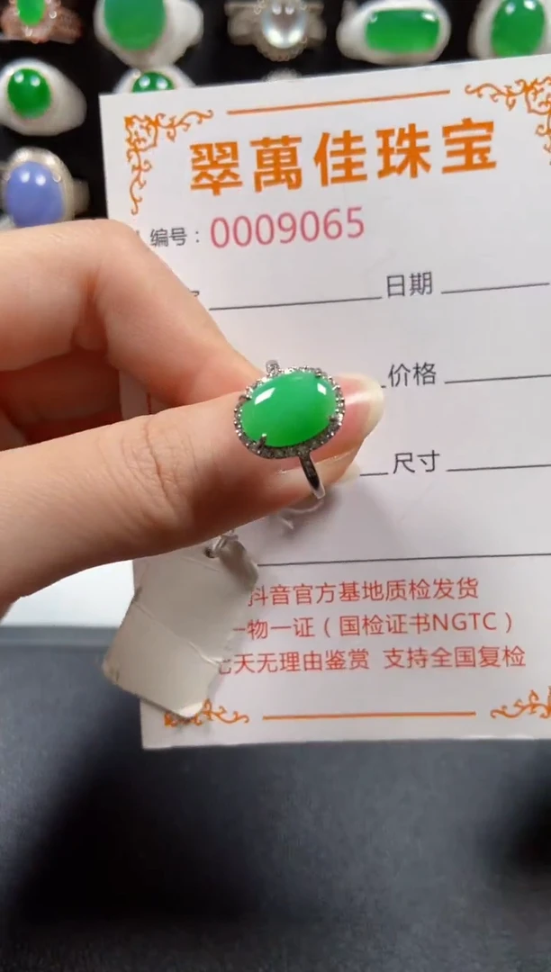 银S925镶嵌戒指翡翠9065