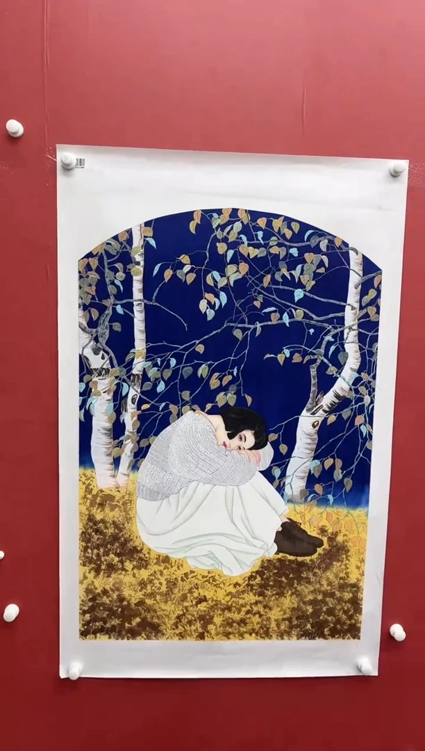 国画梅清-绢本-人物