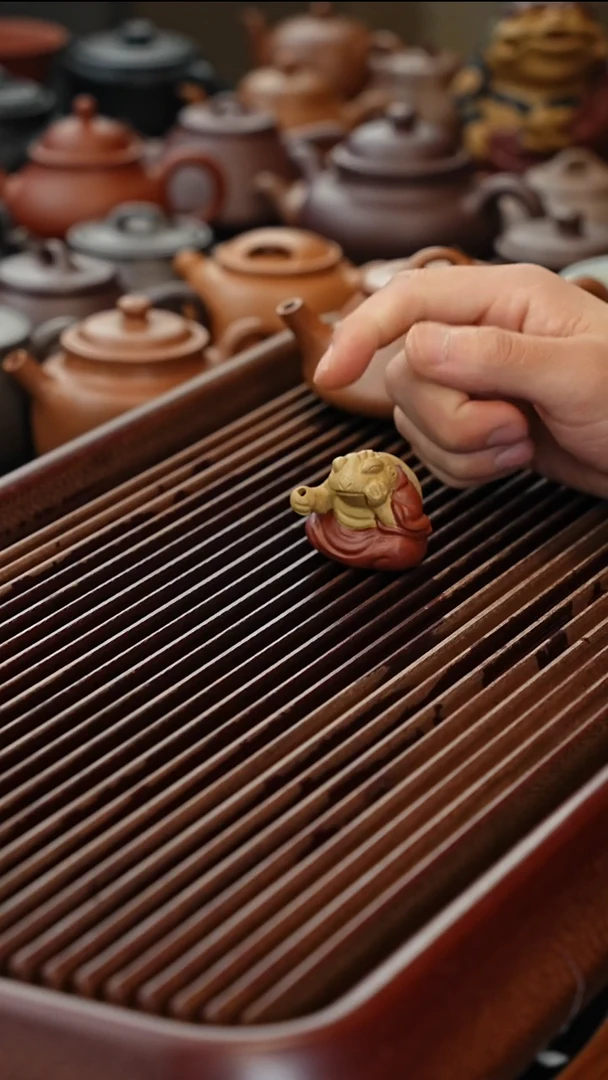 茶壶紫砂香插小金蟾