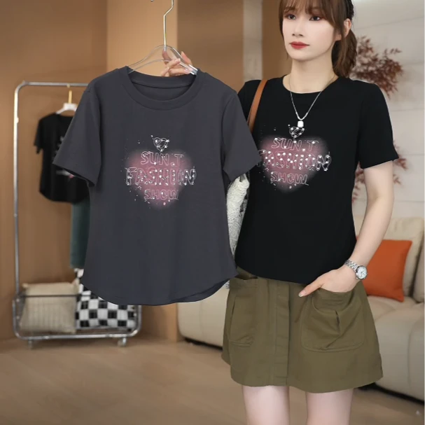 SHUOBAI/说白 374# 减龄遮肉 修身显瘦 短袖T恤 2024夏季新6.21