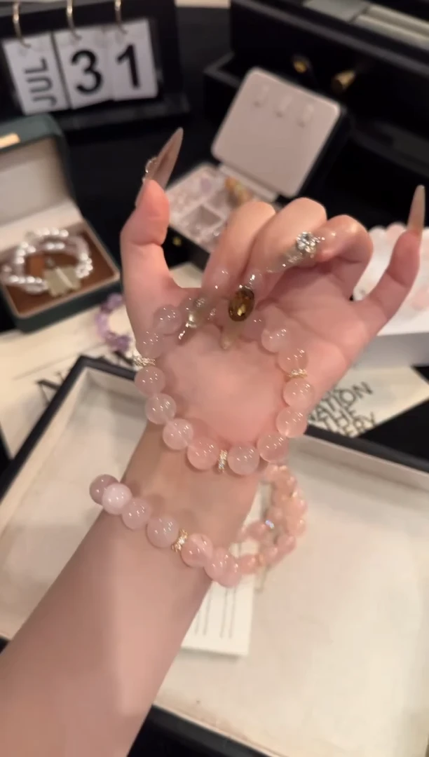 水晶手链合金粉水晶x2063