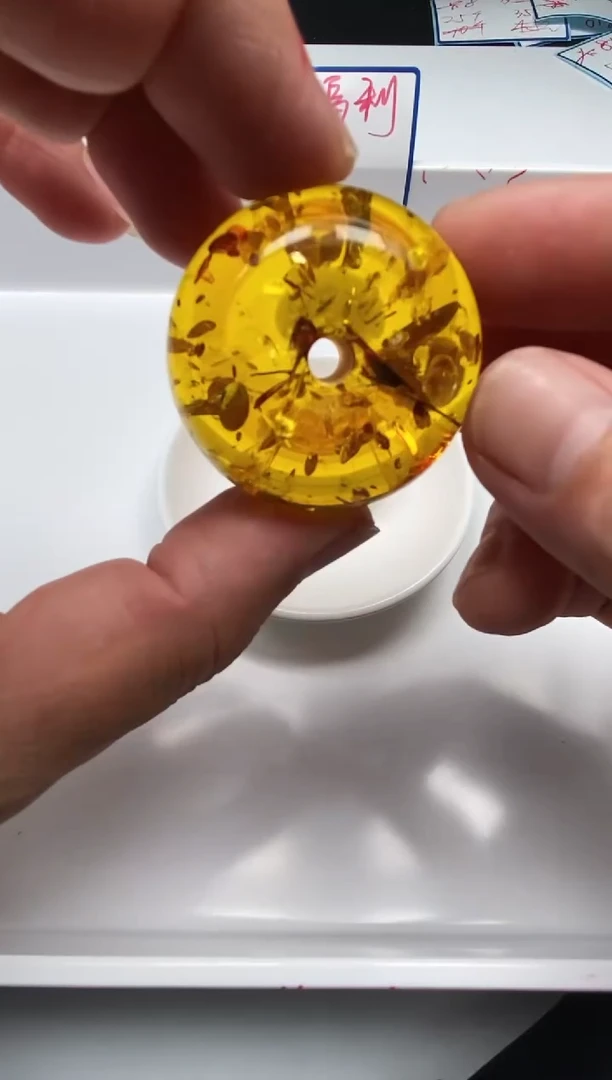 未镶嵌琥珀（花珀）裸石D723 花珀 平安扣 1个15元