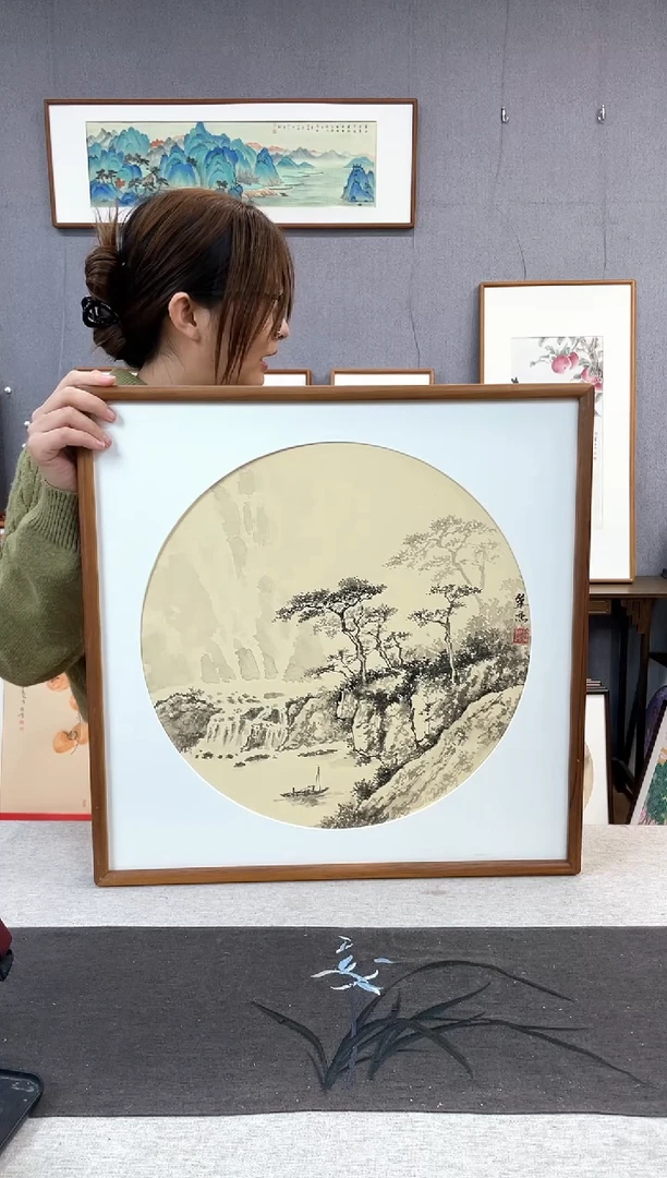 【闪购商品】国画手写手绘带框作品-52*52-赵双喜