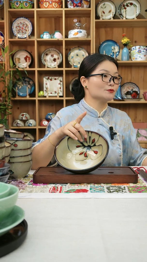 瓷片小可陶瓷高温釉下彩一个大碗