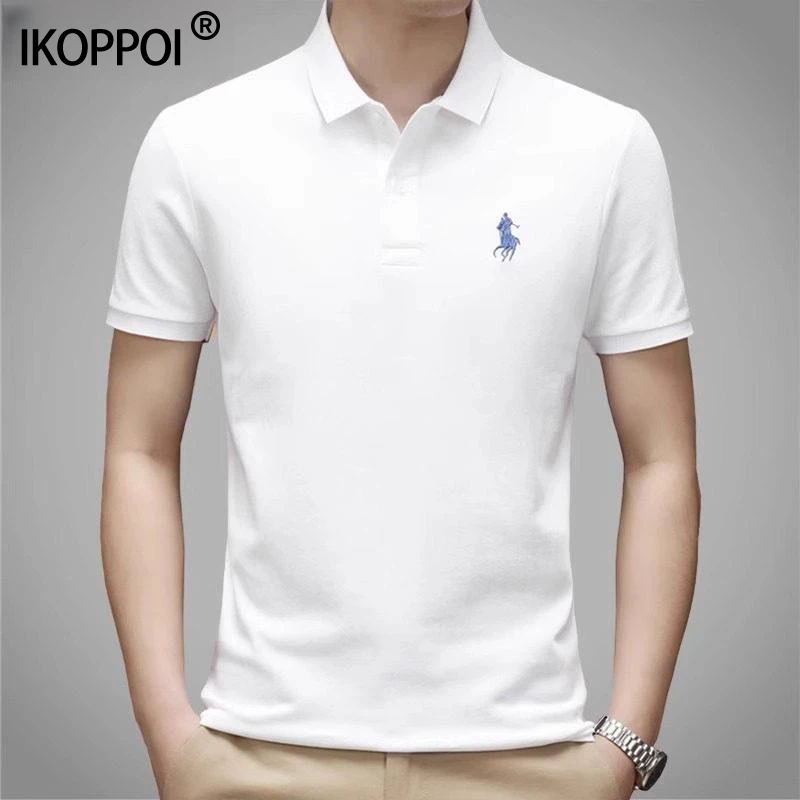 轻奢薄款纯棉polo衫男士夏季2025新款短袖t恤商务休闲刺绣上衣服