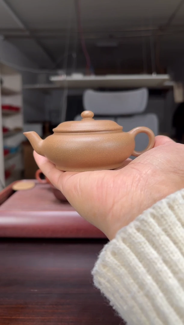 茶壶紫砂半手工段泥扁灯130毫升