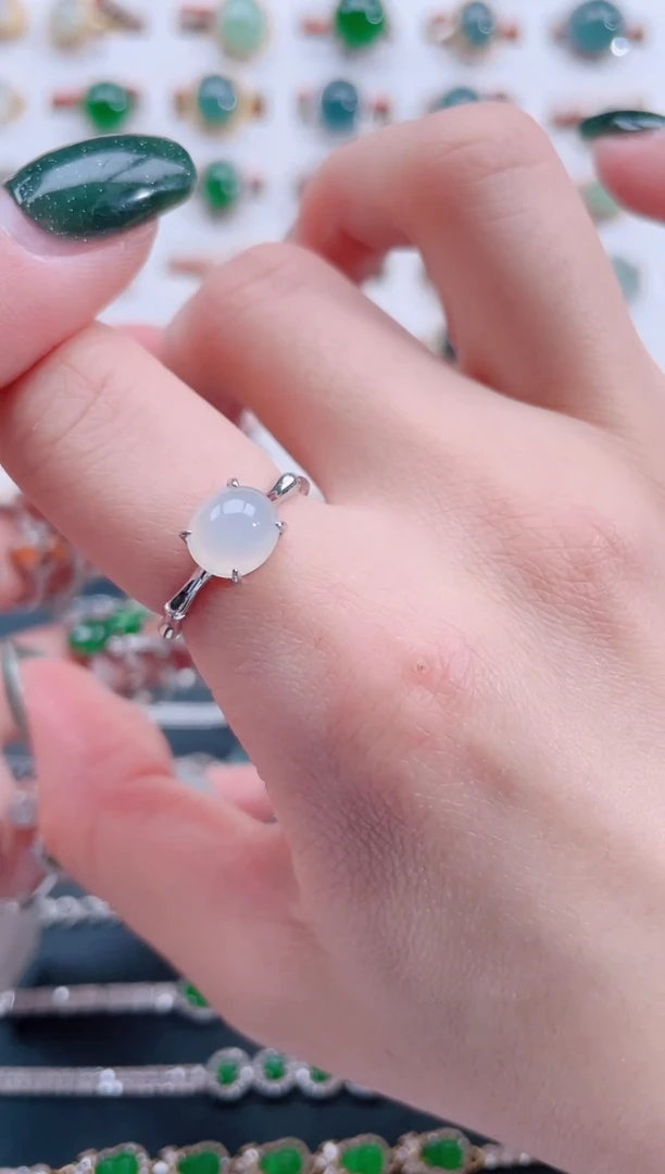 银S925镶嵌戒指翡翠天然翡翠