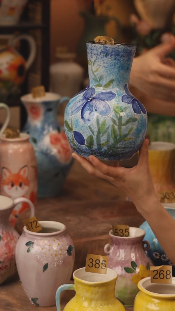 陶瓷431景德镇设计师手作花器摆件侘寂风