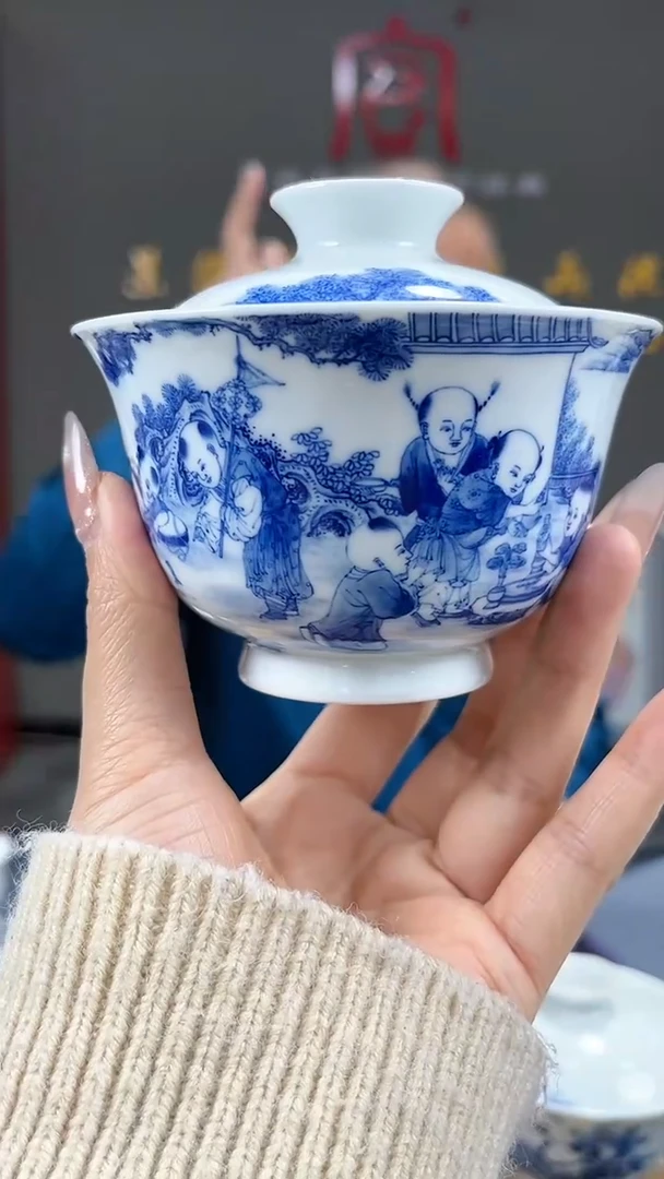 【闪购商品】官窑瓷画院222官窑瓷画院玉竹童子盖碗