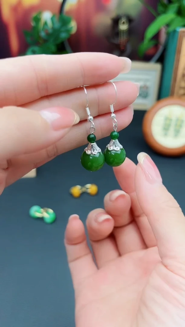 玛瑙/玉髓耳饰银S925镶嵌733