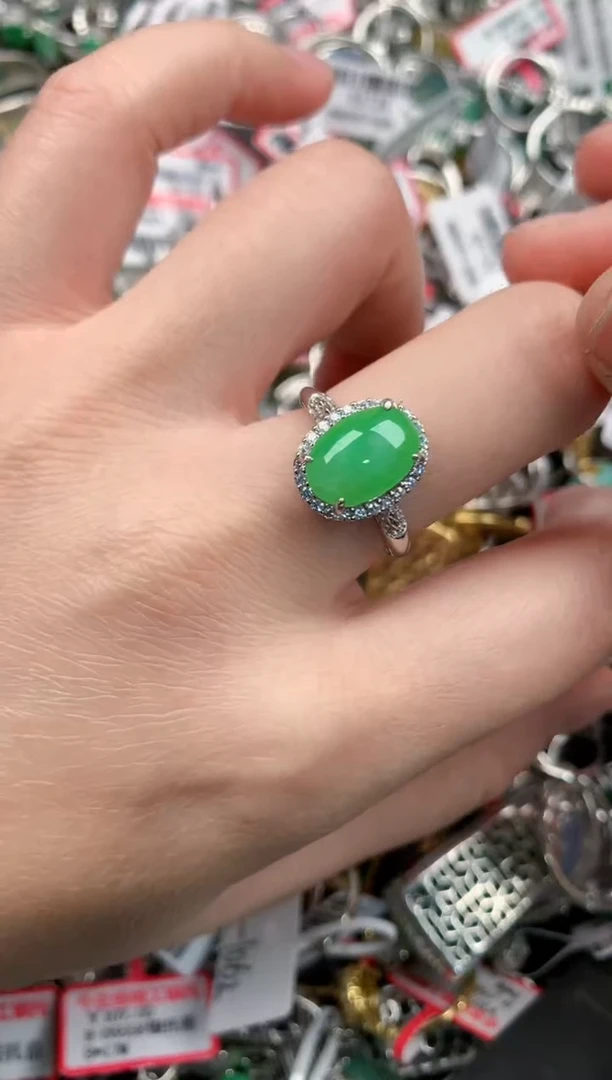 银S925镶嵌戒指翡翠111      3