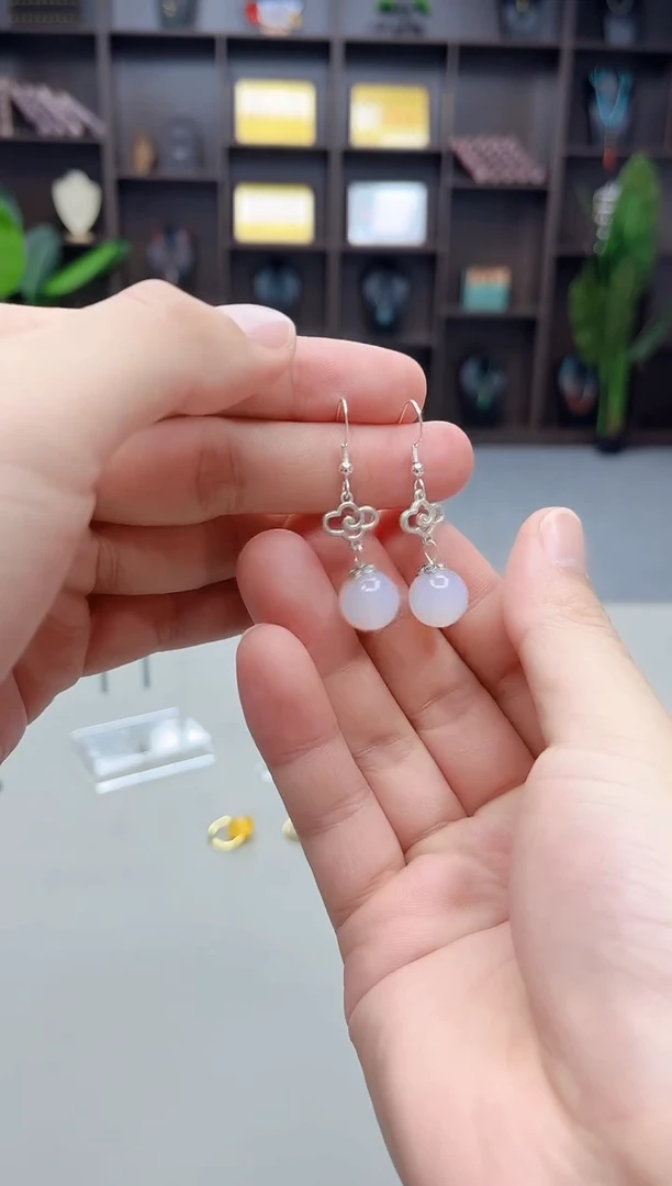 银S925镶嵌耳饰玛瑙/玉髓101000