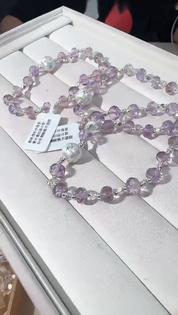 水晶手链银S925镶嵌紫水钻切设计款发货多样性发其一