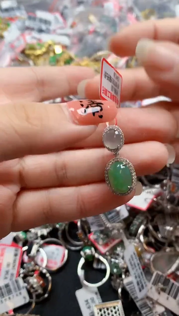 银S925镶嵌戒指翡翠天然A货缅甸翡翠