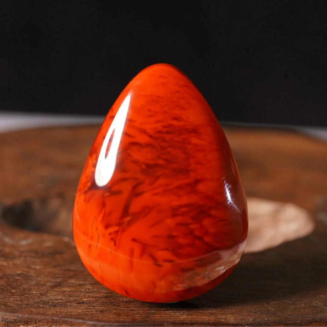 【春日珠宝】四川凉山南红玛瑙柿子玫红火焰纹吊坠时尚挂坠男女款