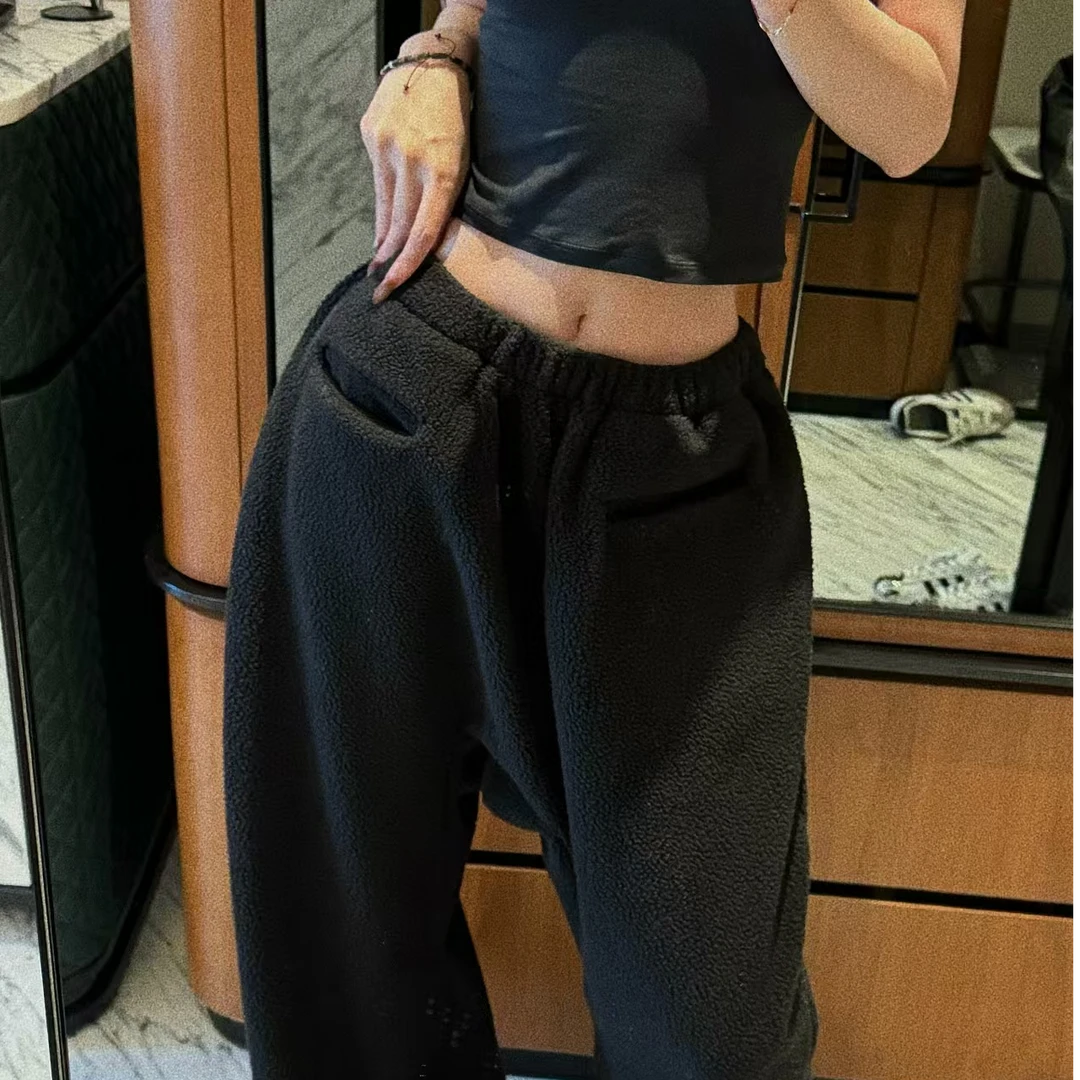 XYSF极简 个性口袋环保羔毛宽松直筒休闲裤