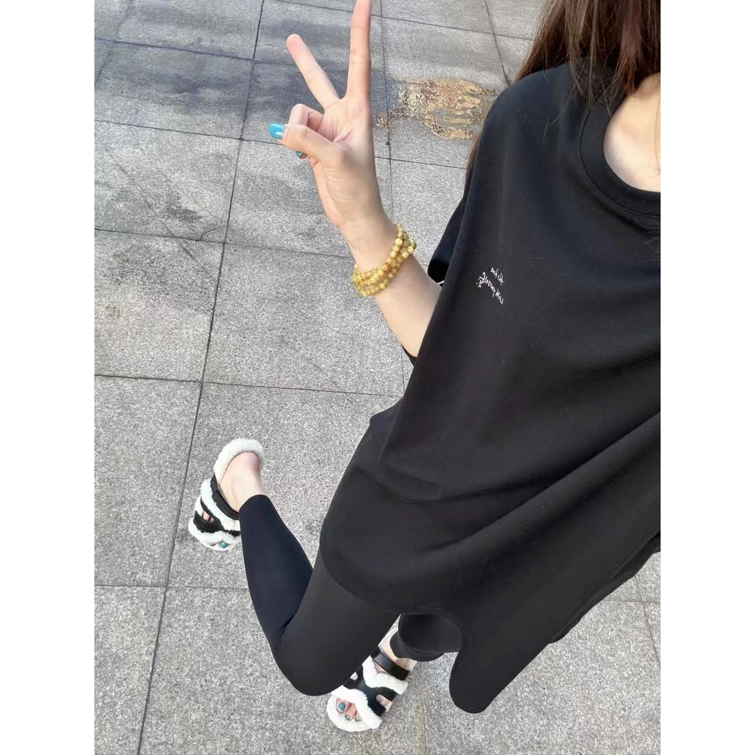 字母手缝小马磨毛中长款上衣86126